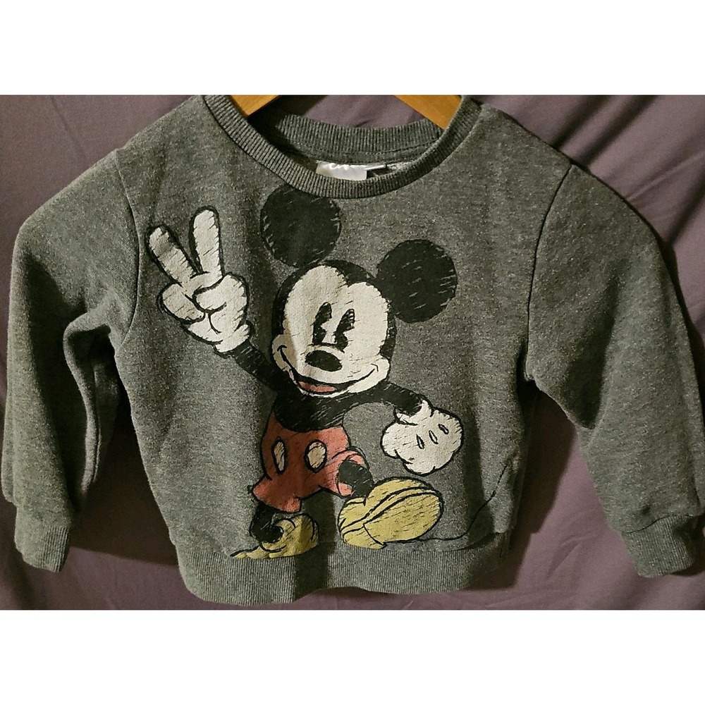 Disney Jr  Sweatshirt Boys 5T Mickey Mouse Grey Pullover Crew Neck Unisex New